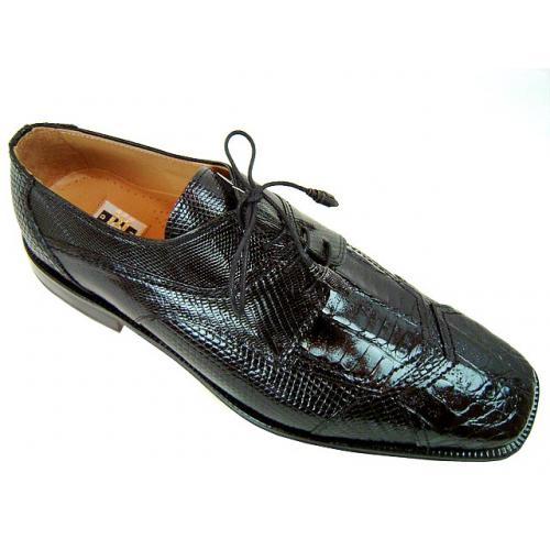 David Eden  "Eastman" Black Genuine Crocodile/Lizard Shoes